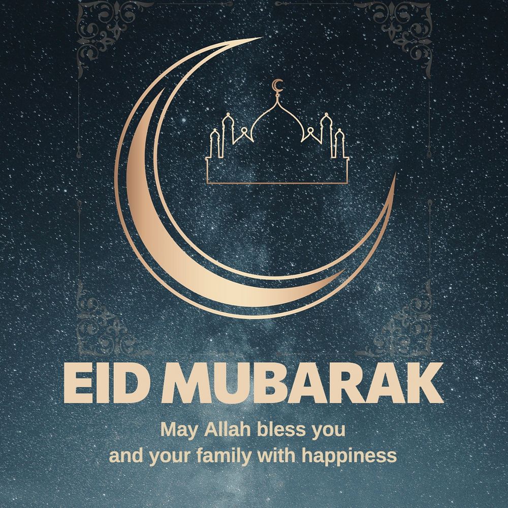 Eid Mubarak Facebook post template, editable design