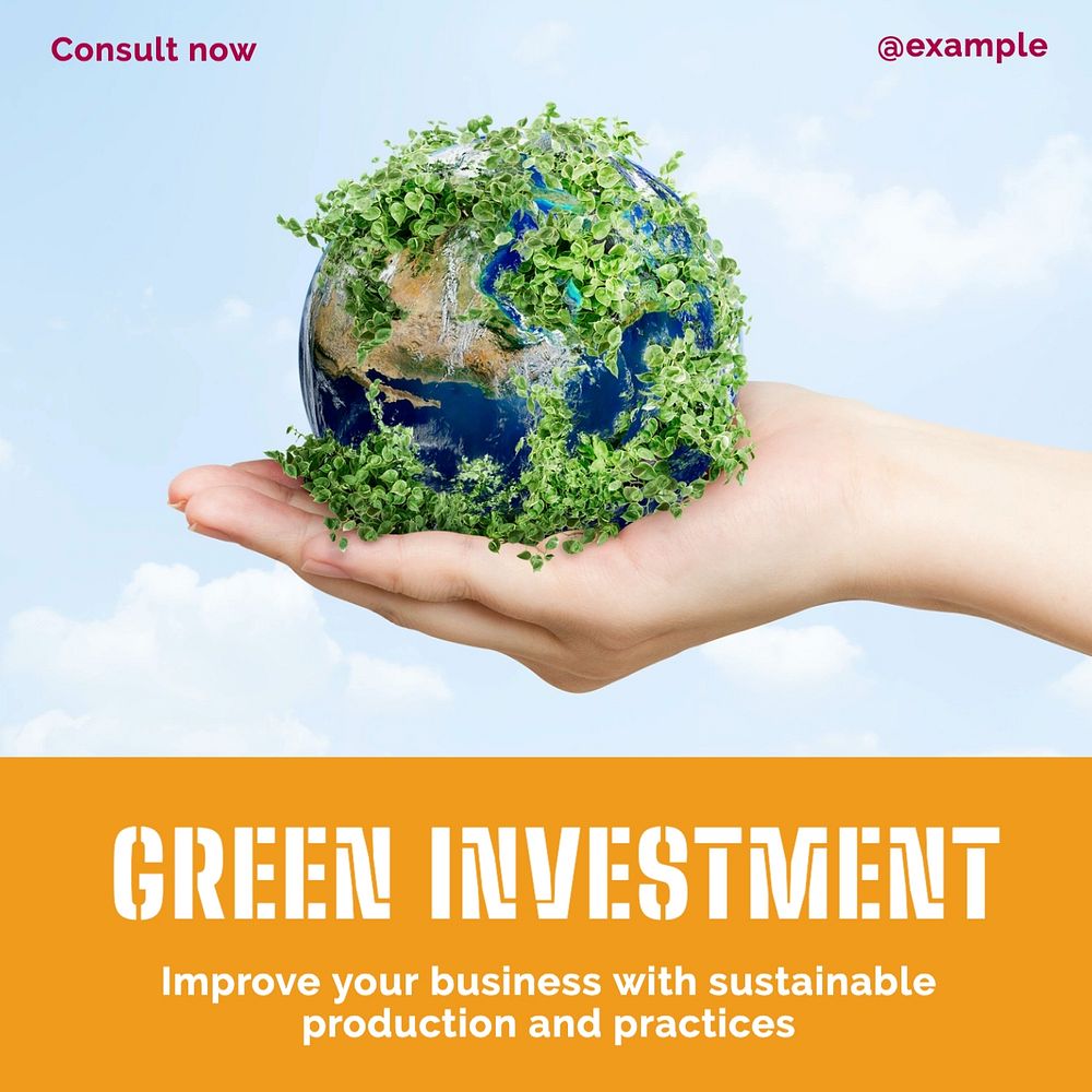 Green Investment Instagram post template, editable design