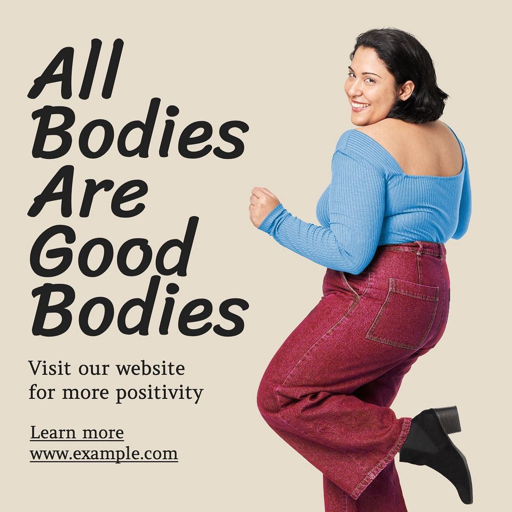 Body positivity Instagram post template, editable text