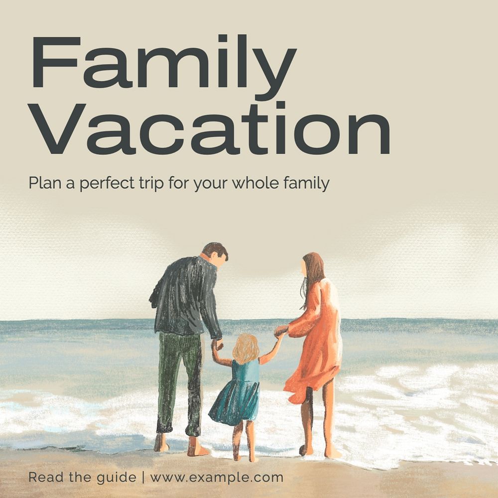 Family vacation Instagram post template, editable text