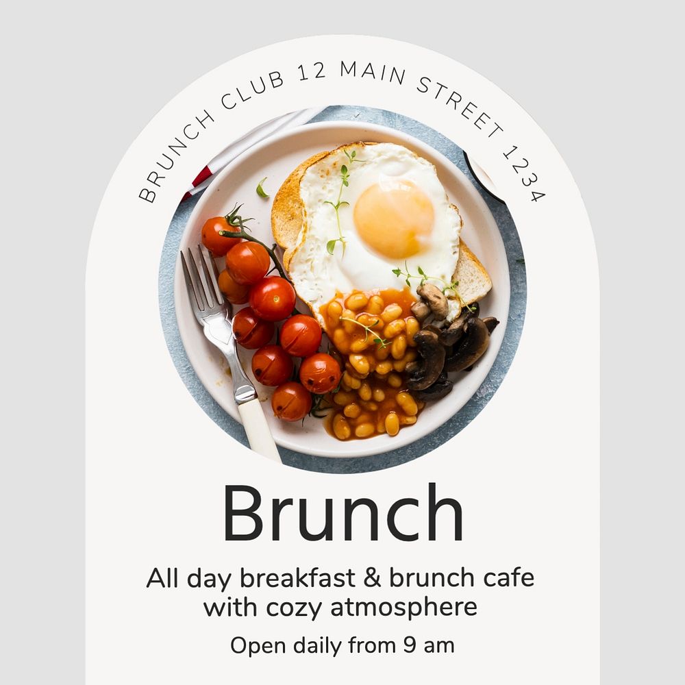 Brunch Instagram post template, editable text