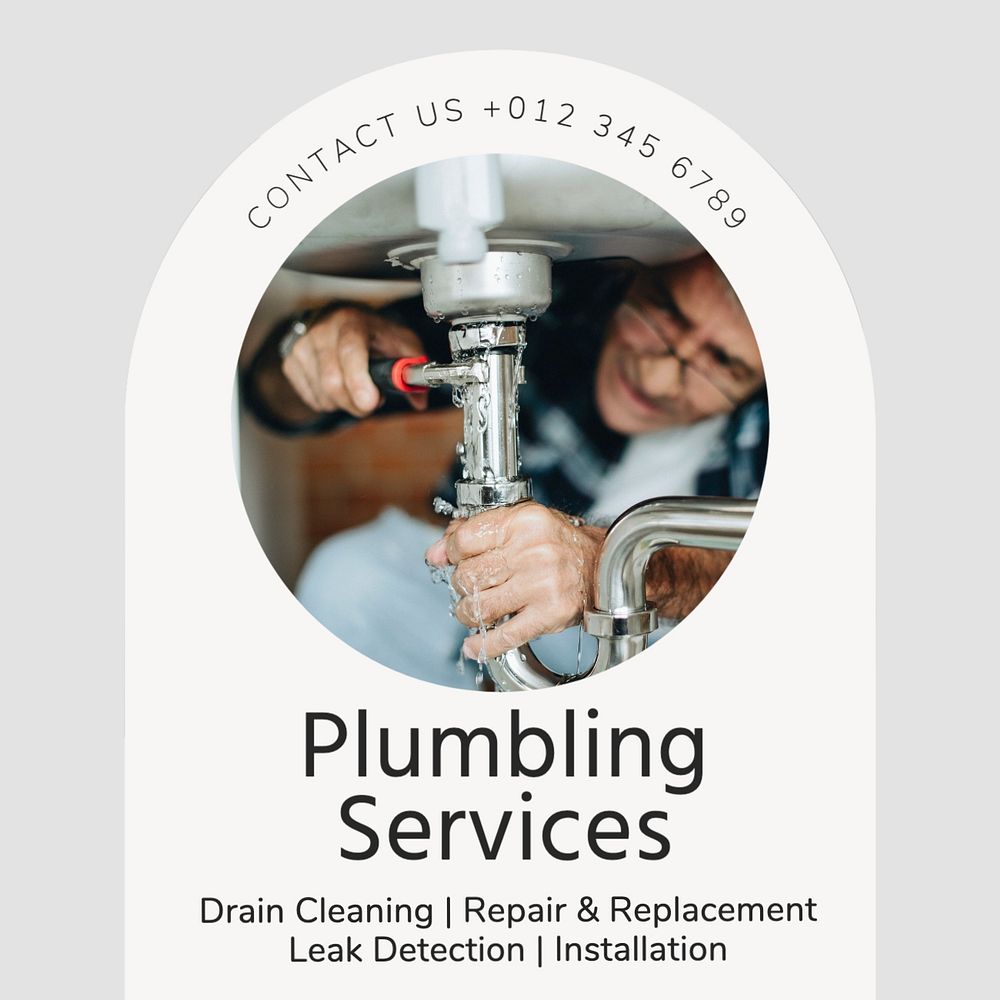 Plumbling services Instagram post template, editable text