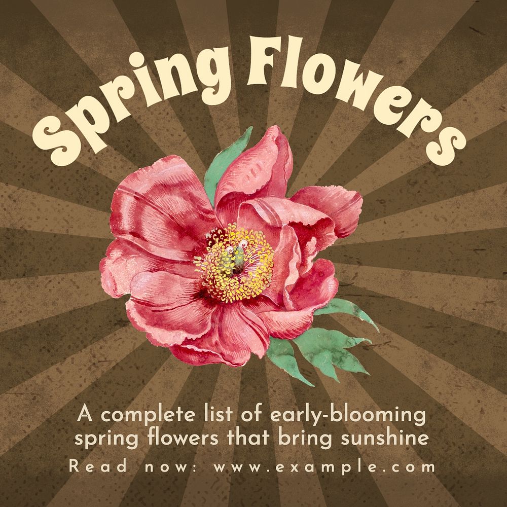 Spring flowers Instagram post template, editable text