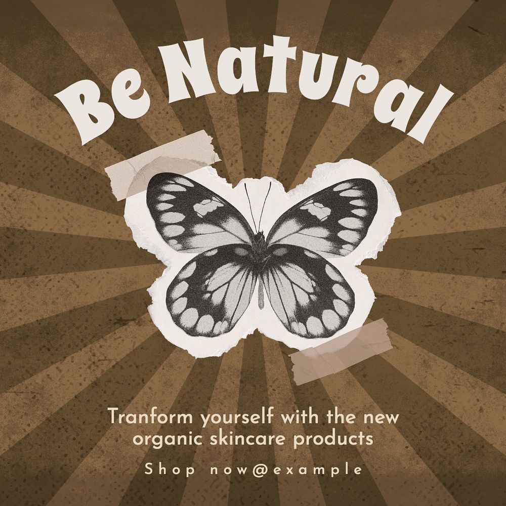 Be natural Instagram post template, editable text