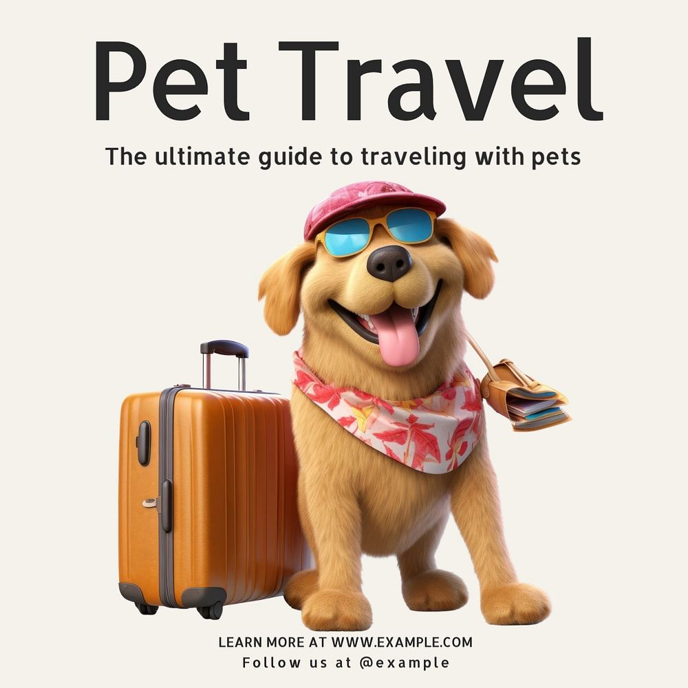 Pet travel Instagram post template, editable text