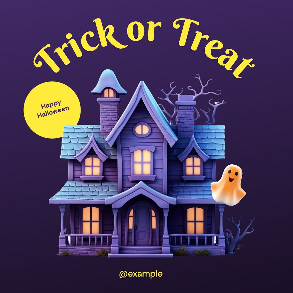 Trick or treat Instagram post template, editable text