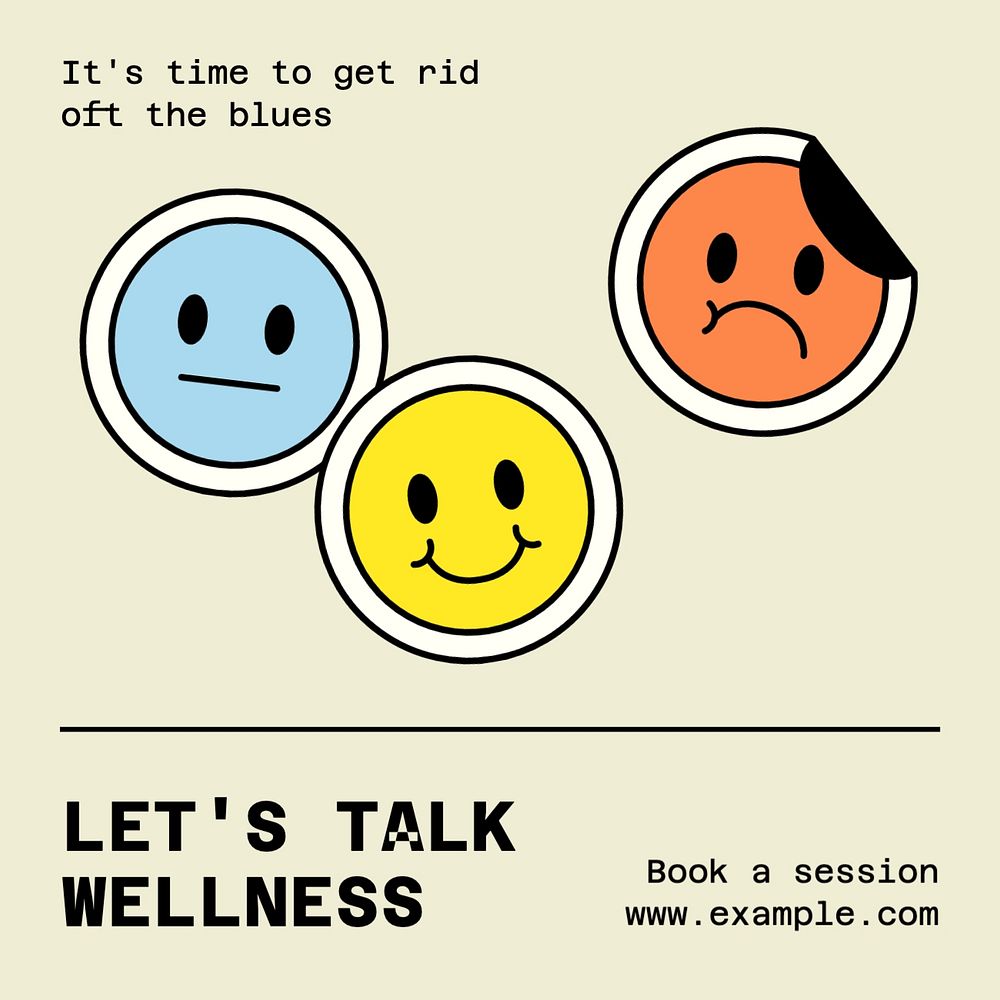 Let's talk wellness Facebook post template, editable design