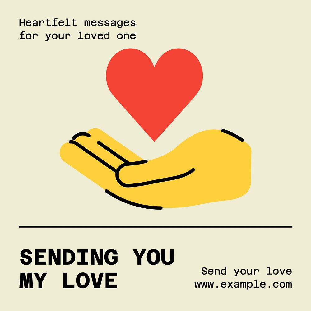 Heartfelt messages Facebook post template, editable design