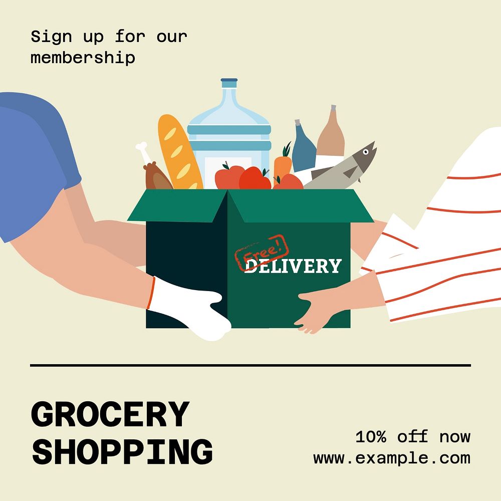 Grocery shopping Facebook post template, editable design