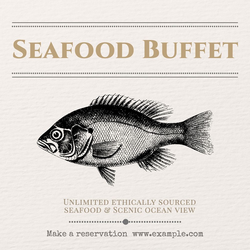 Seafood buffet Instagram post template, editable text