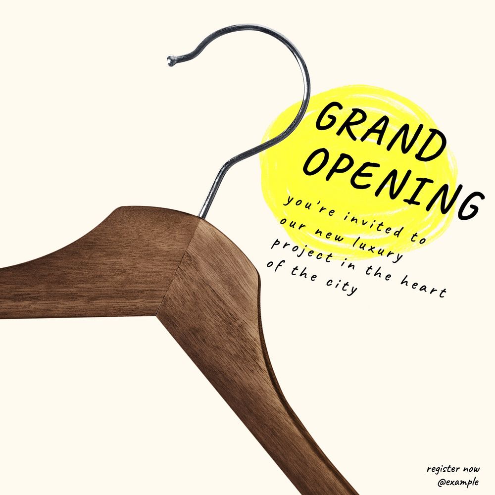 Grand opening Instagram post template, editable text