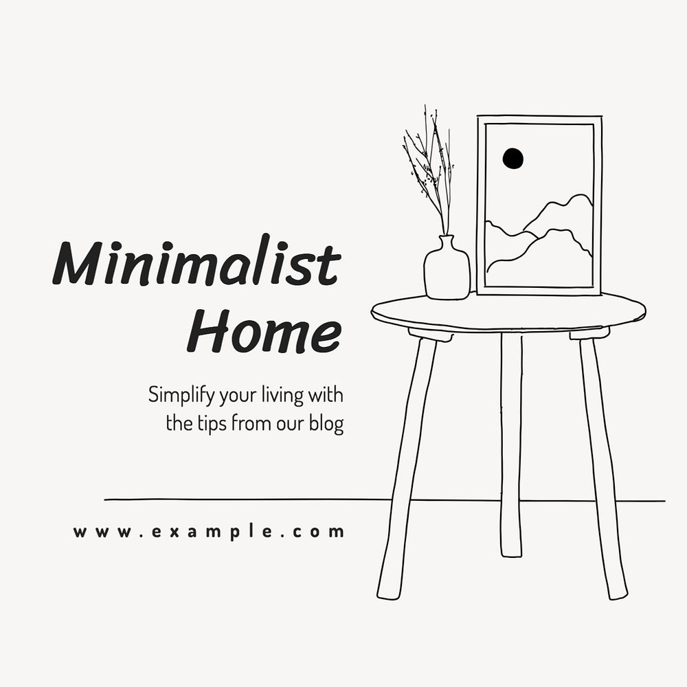 Minimalist home Instagram post template, editable text