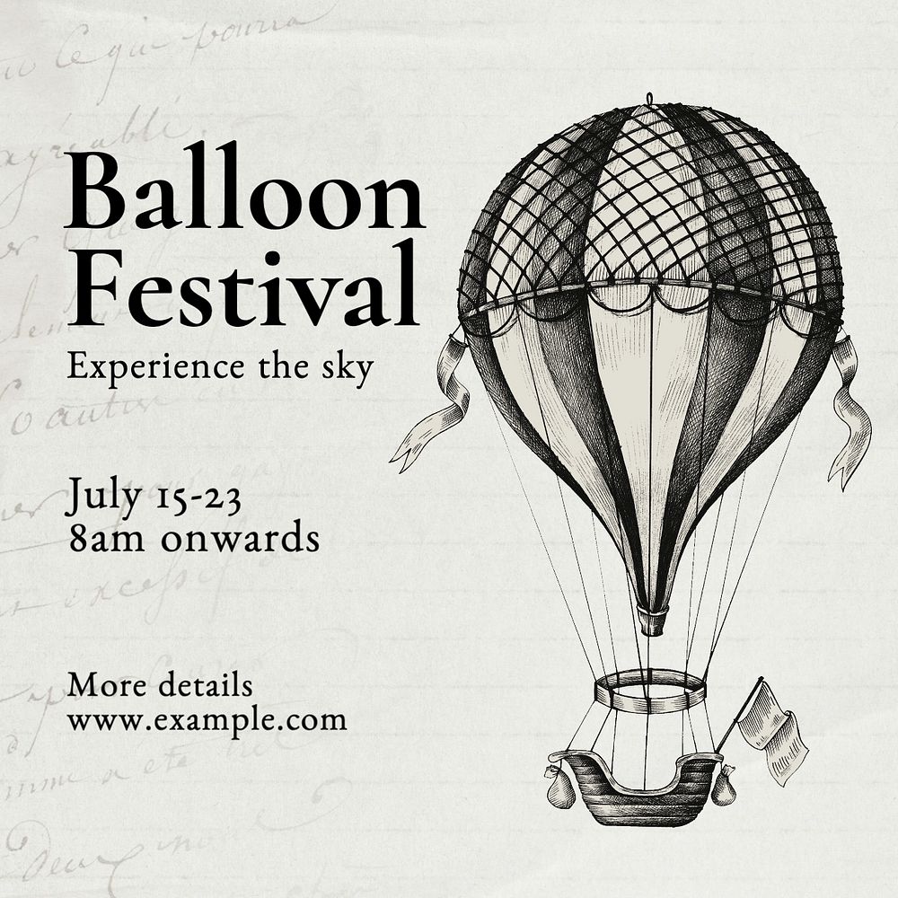 Balloon festival Instagram post template, editable text