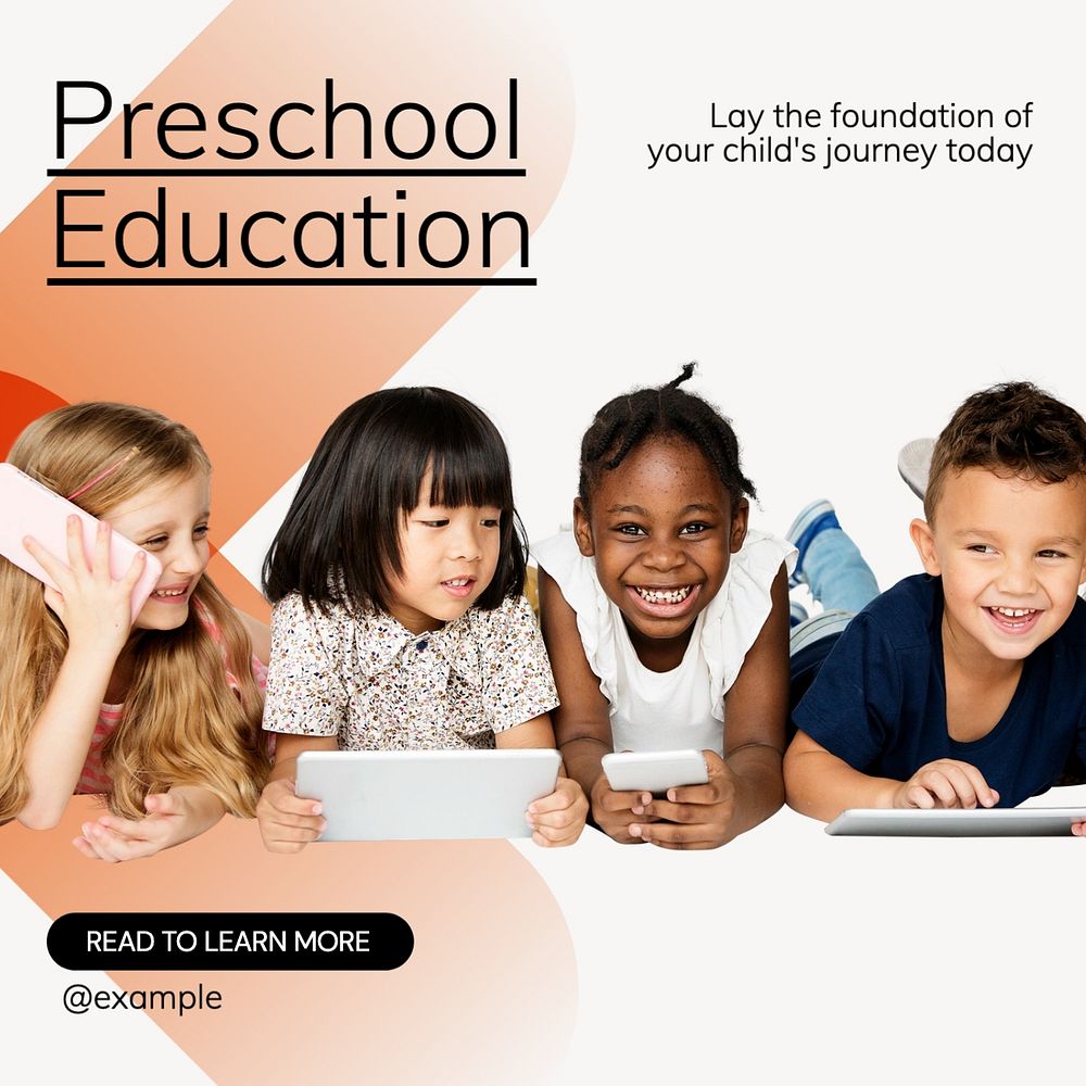 Preschool education Instagram post template, editable text