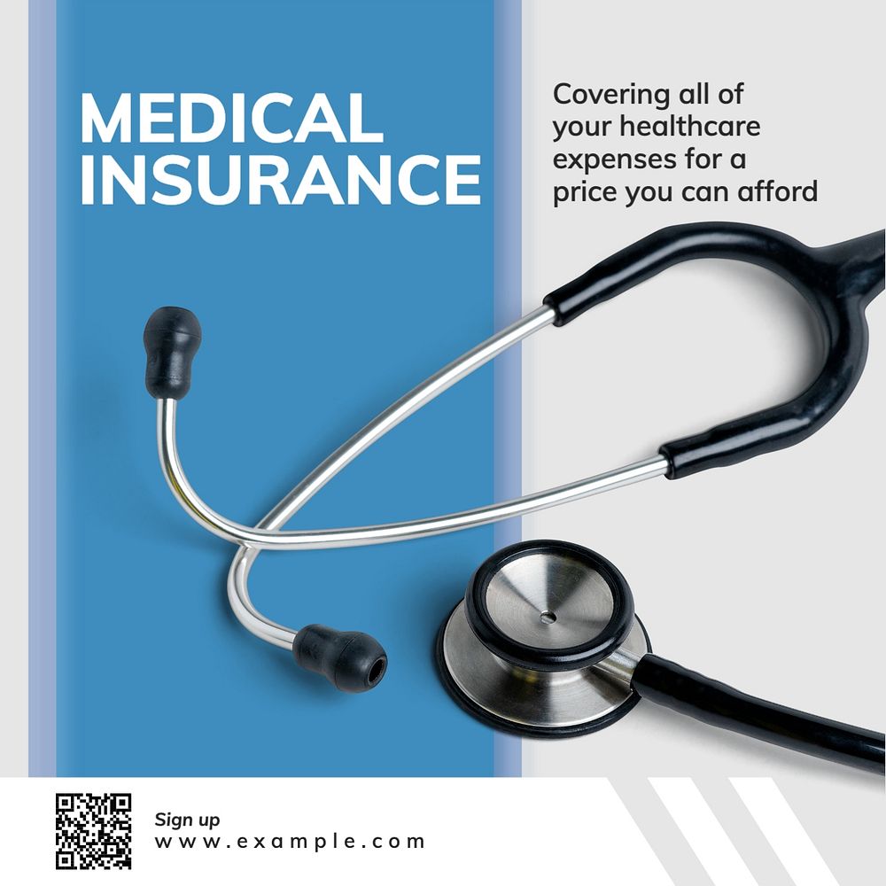 Medical insurance Instagram post template, editable text