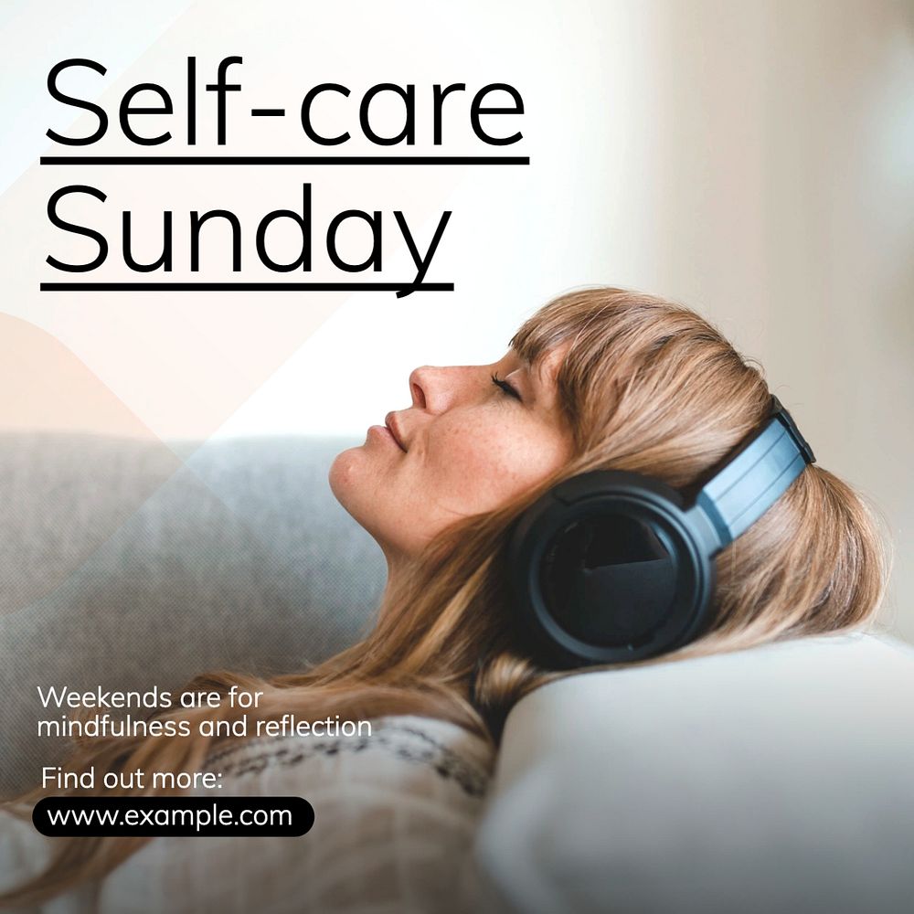 Self care Sunday Instagram post template, editable text