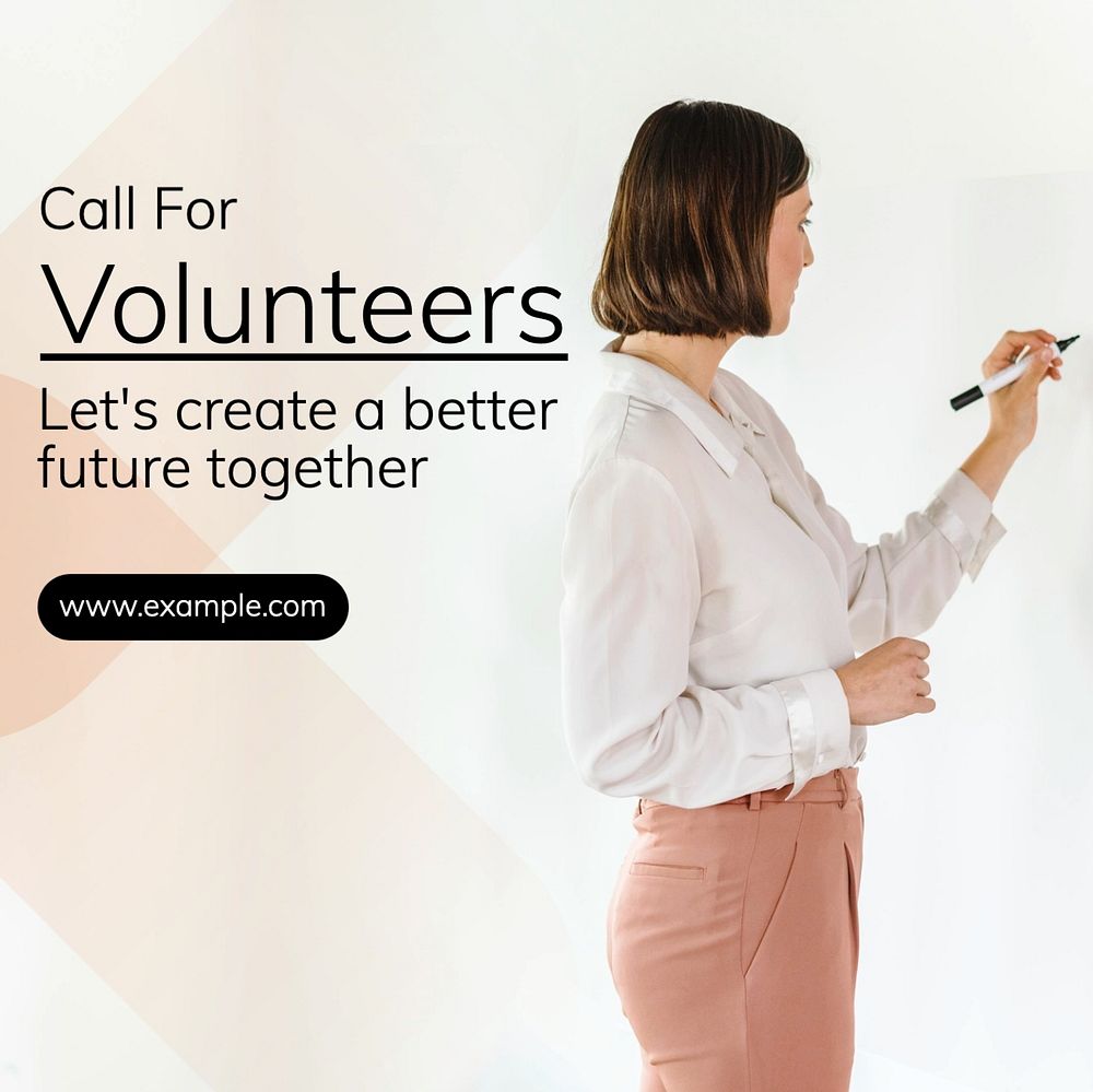 Call for volunteers Instagram post template, editable text