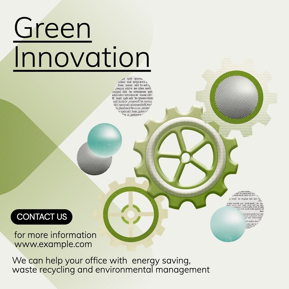 Green innovation Instagram post template, editable text