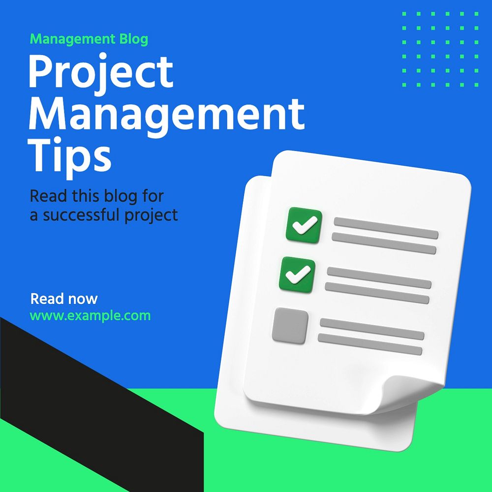 Project management tips Facebook post template, editable design