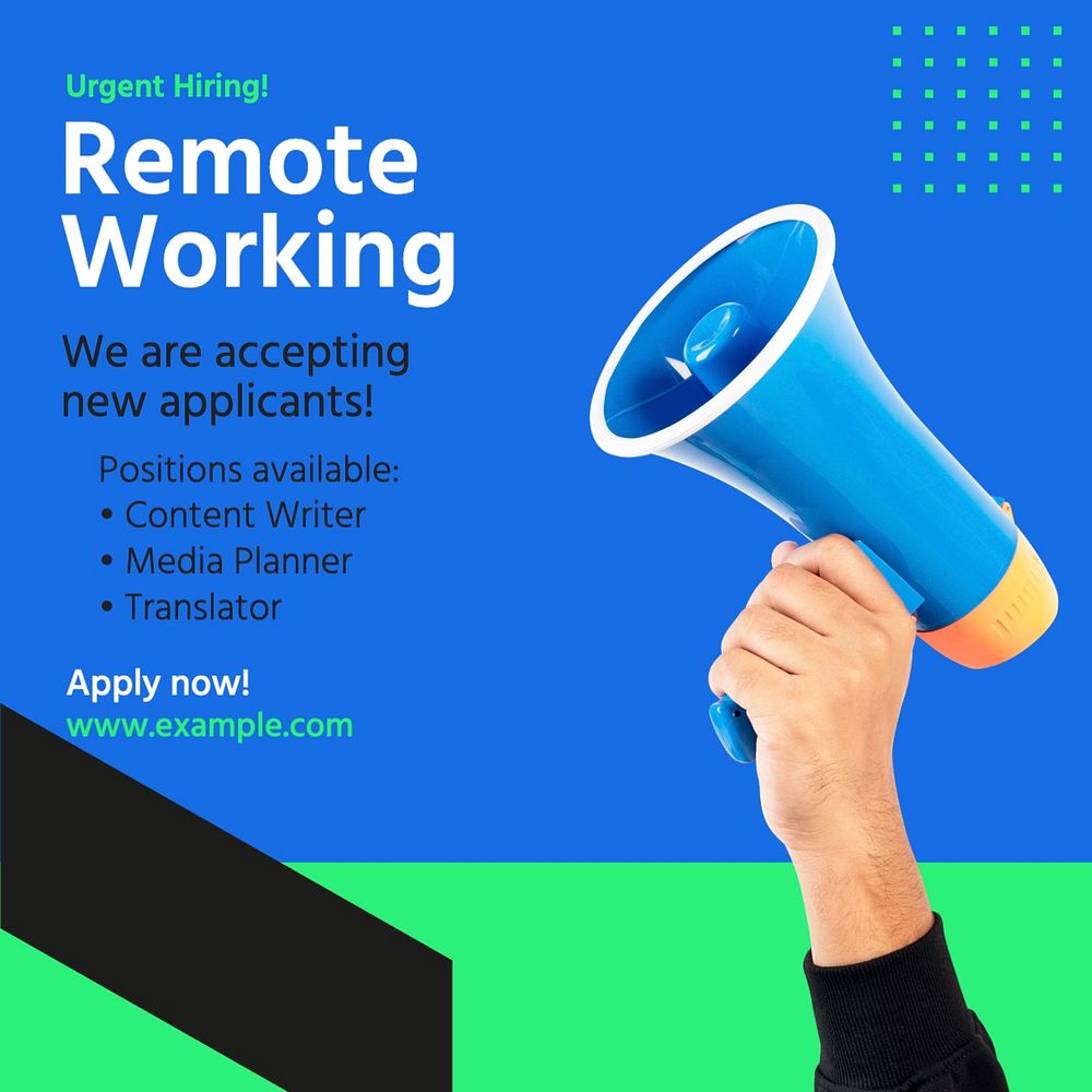 Remote working Facebook post template, editable design