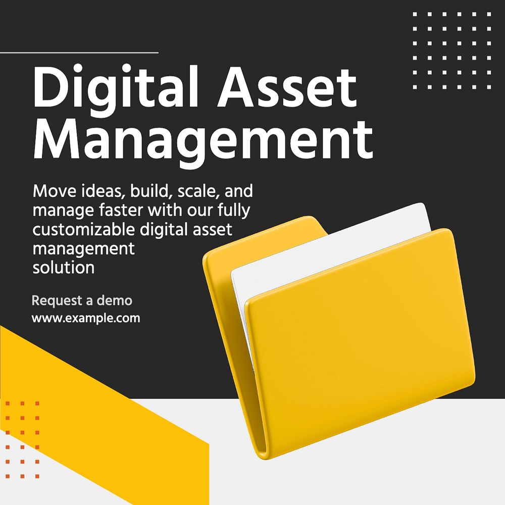 Digital asset management Instagram post template, editable text