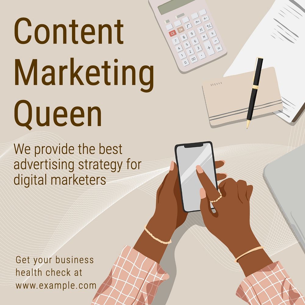 Content marketing queen Instagram post template, editable social media design