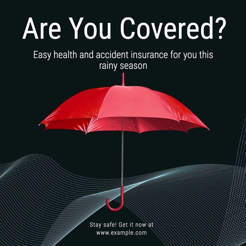 Rainy season insurance Instagram post template, editable text