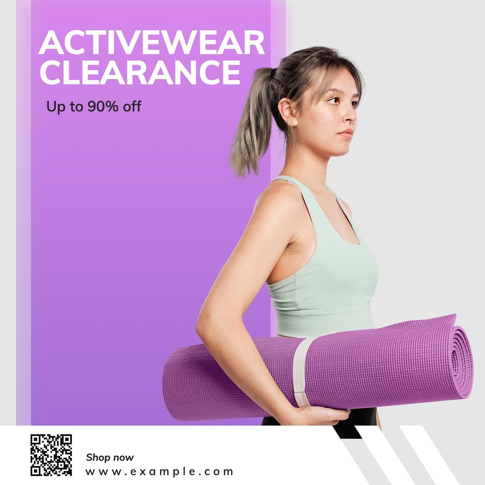 Activewear clearance sale Facebook post template, editable design