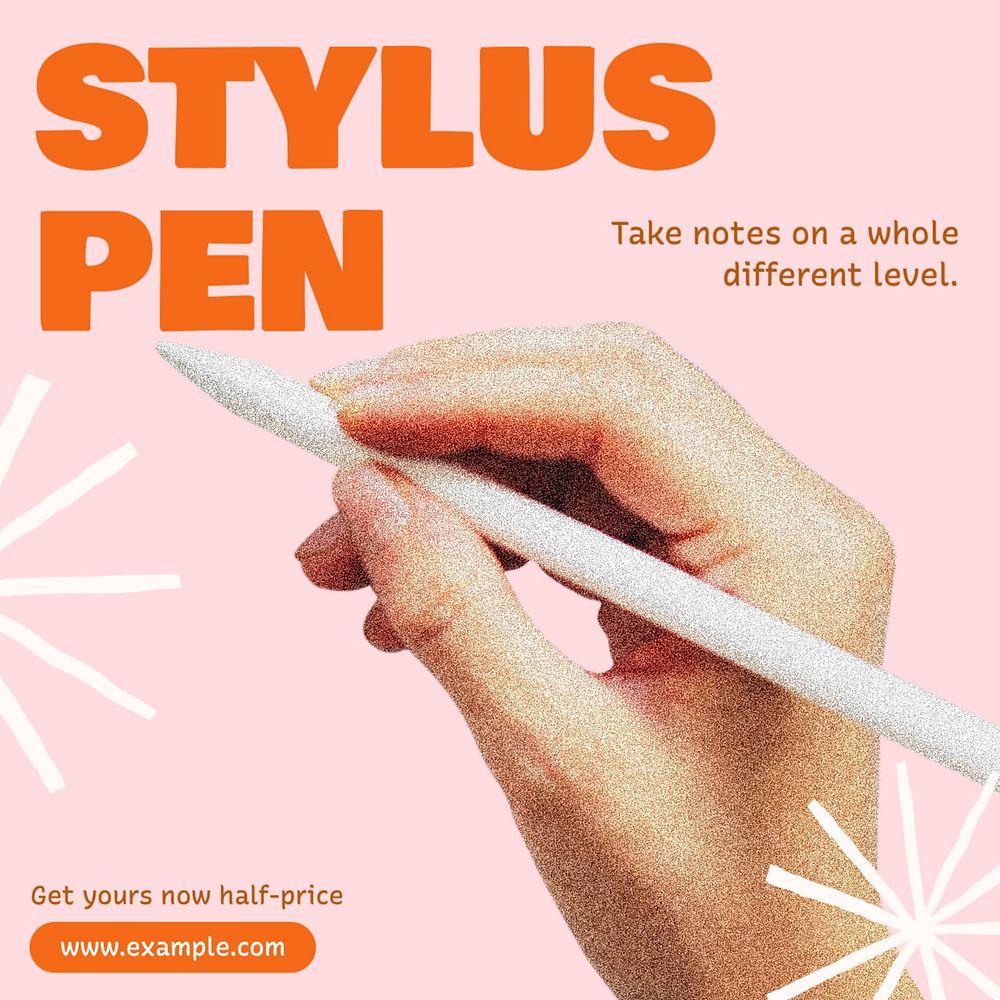 Stylus pen Instagram post template, editable text