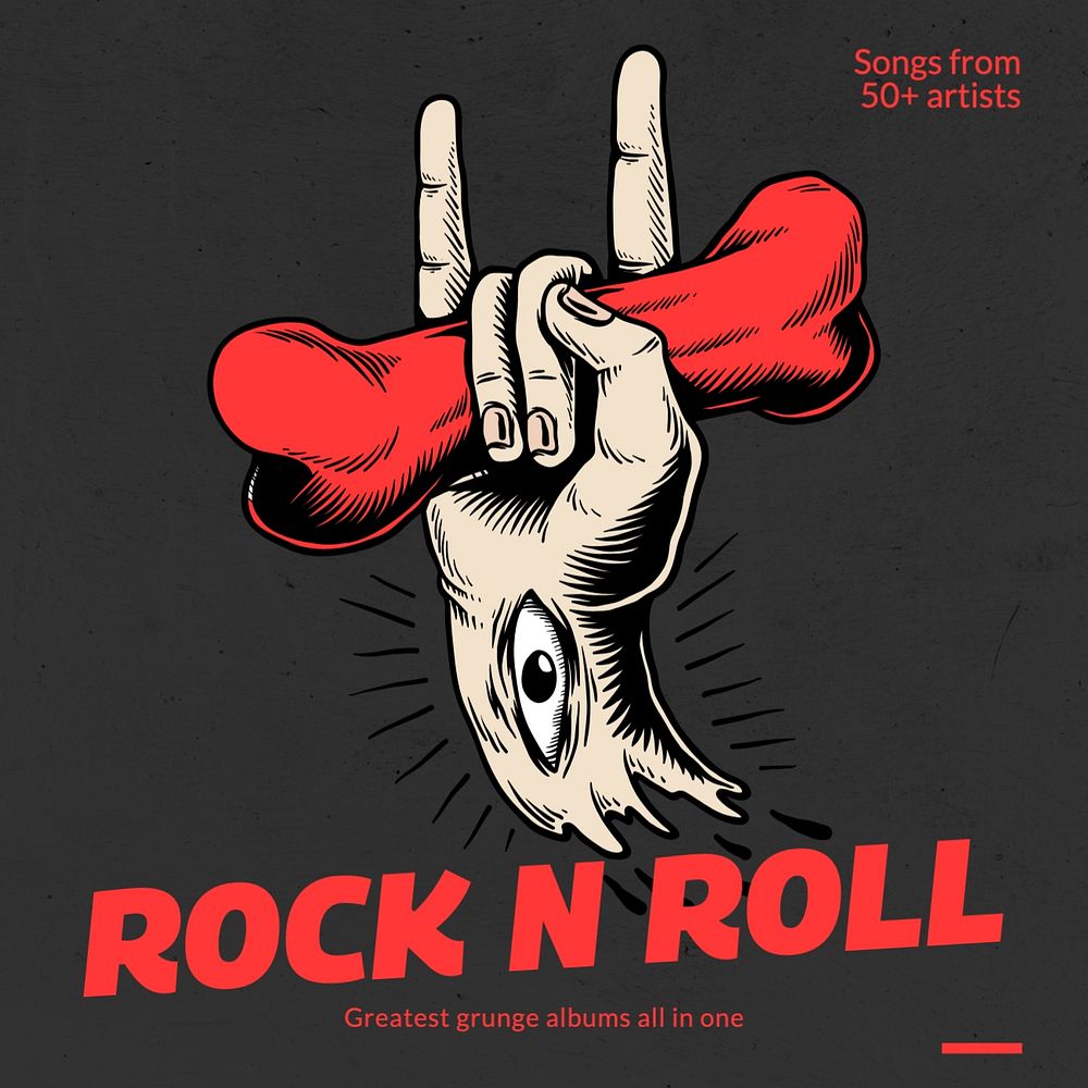 Rock n roll Facebook post template, editable design