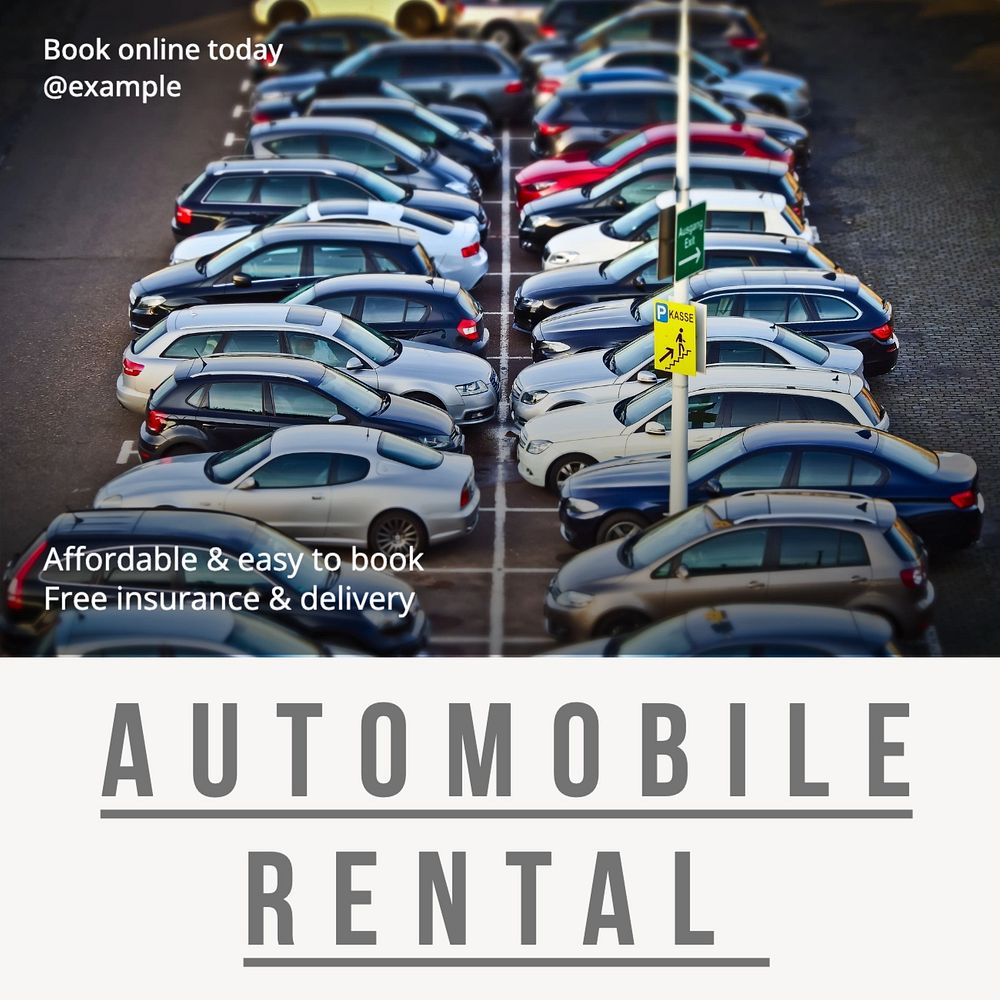 Automobile rental Instagram post template, editable text