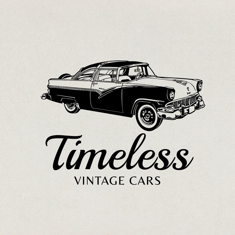 Vintage car logo template, editable design