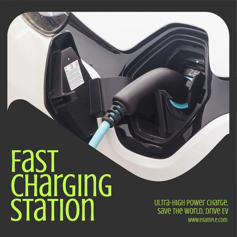 EV charging Instagram post template, editable design