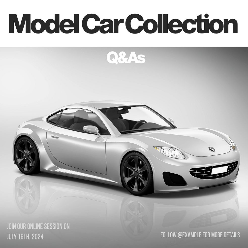 Model car Q&As Instagram post template, editable design