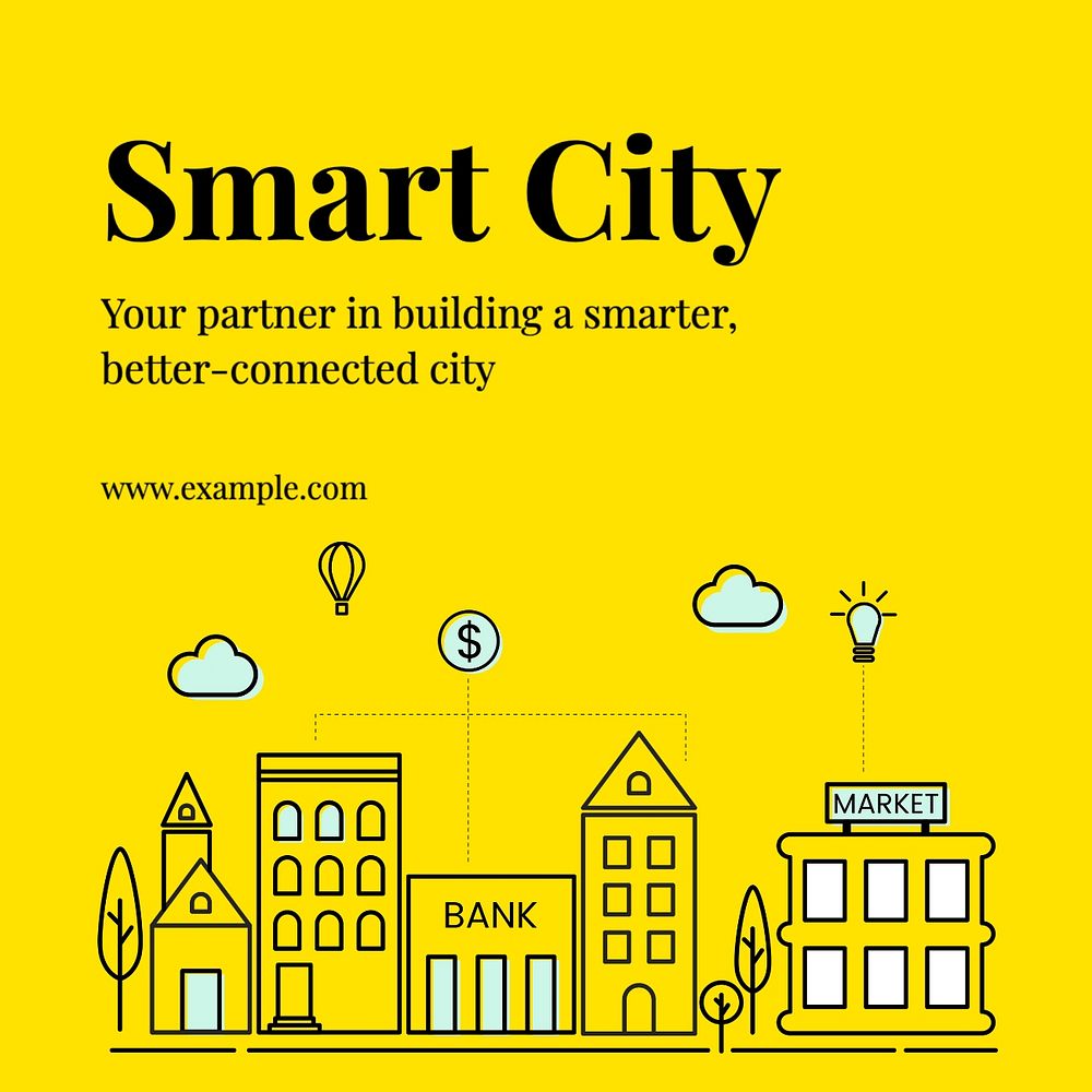 Smart city Facebook post template, editable design