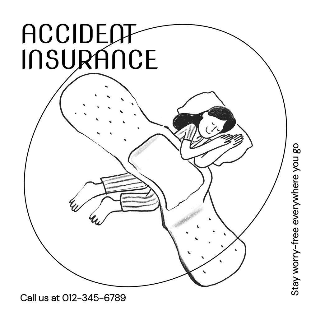 Accident insurance Instagram post template, editable text