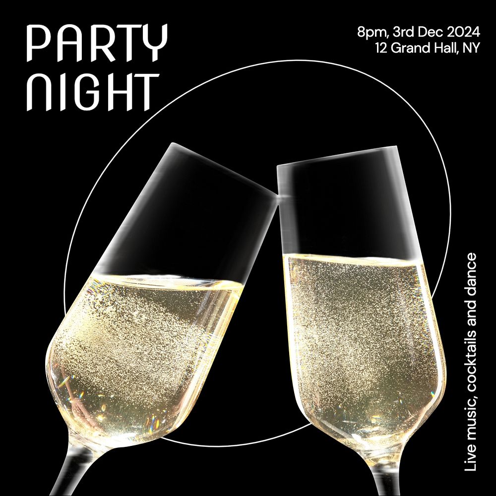 Party night Instagram post template, editable text