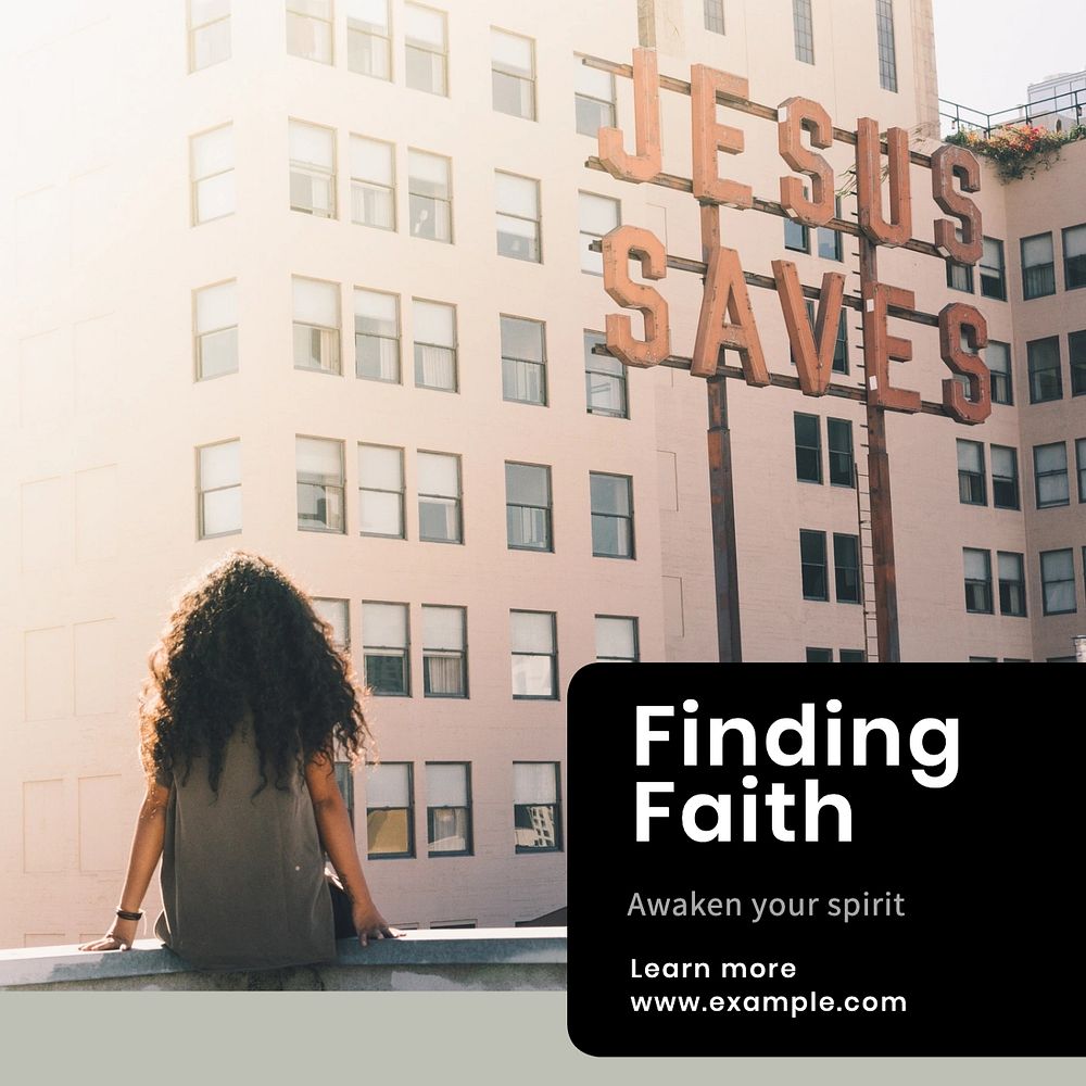 Finding faith Instagram post template, editable text