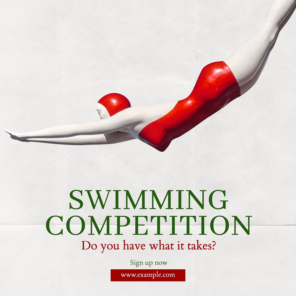 Swimming competition Instagram post template, editable social media design