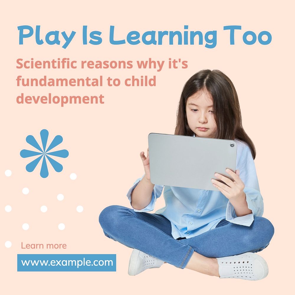 Play is learning Instagram post template, editable social media design