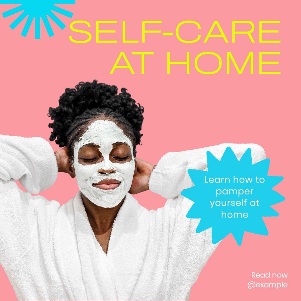 Home self care Instagram post template, editable social media design