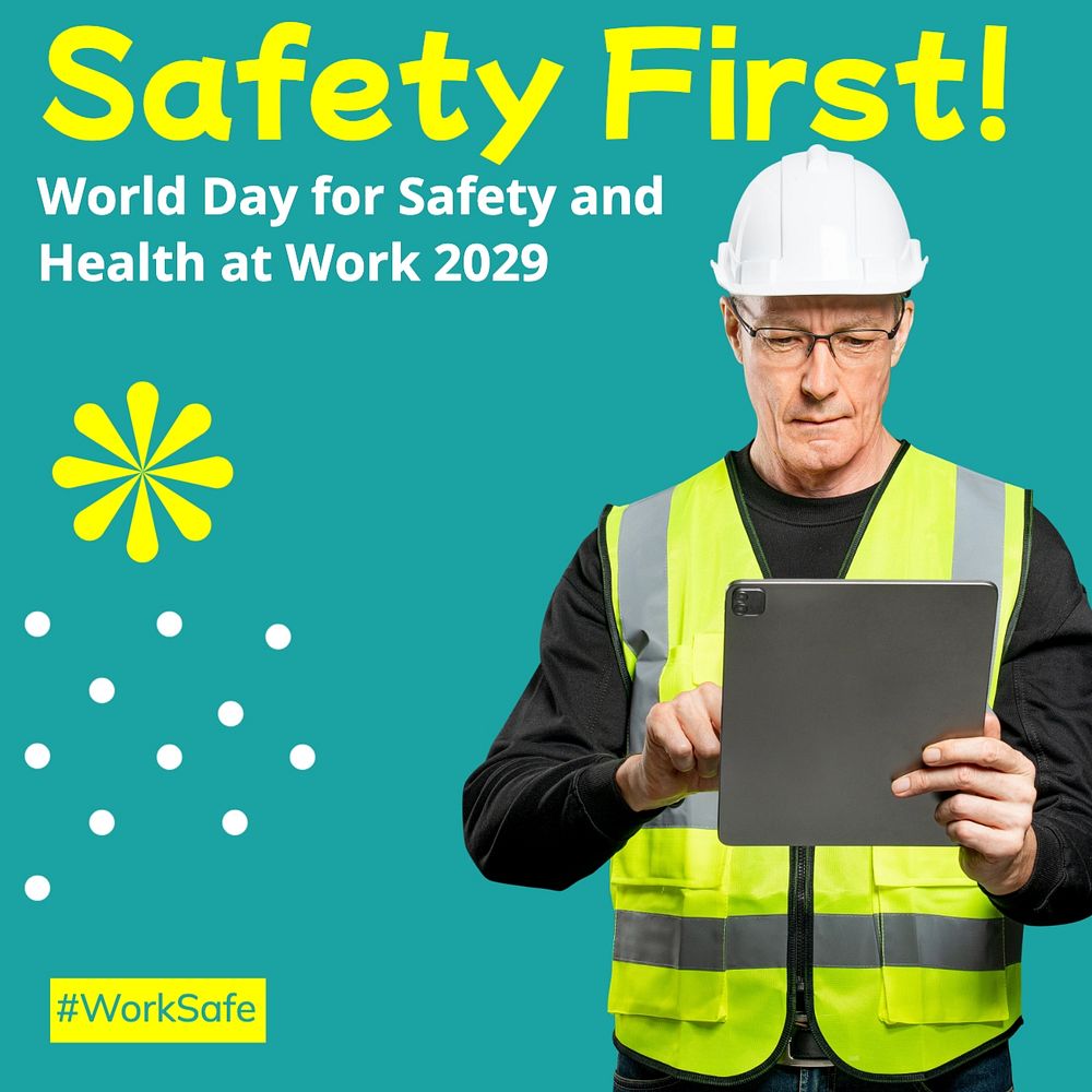 Construction safety first Instagram post template, editable social media design