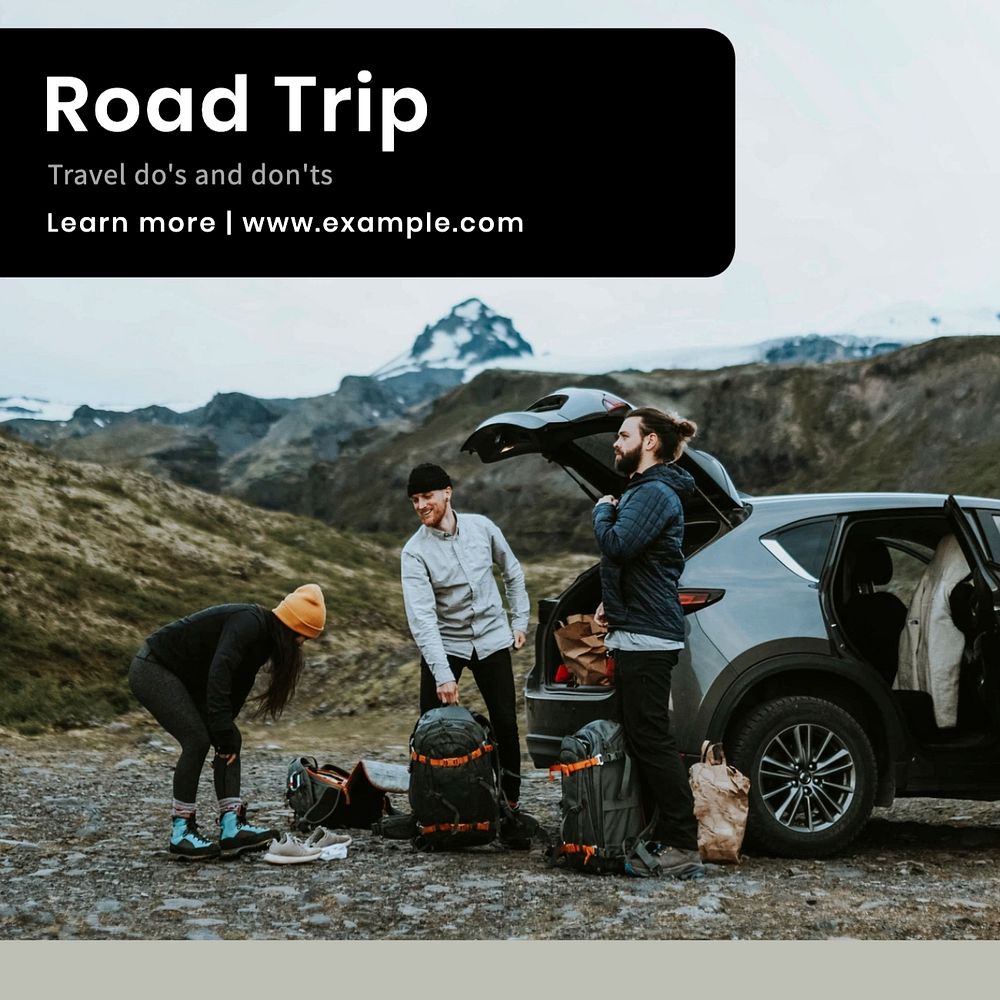 Road trip Instagram post template, editable text