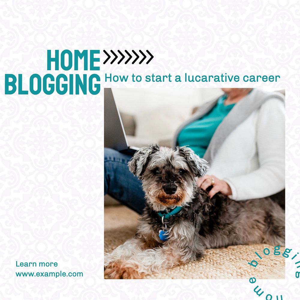 Home Blogging Instagram post template, editable text