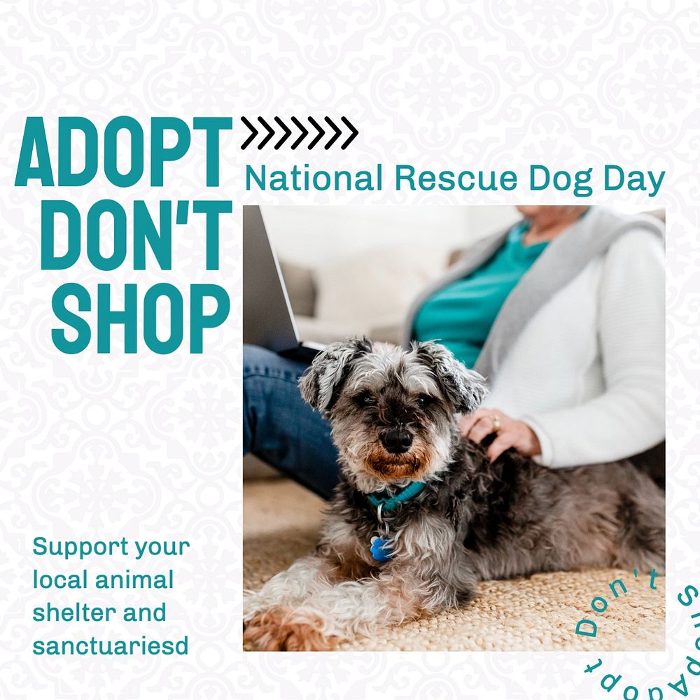 Rescue dog day Instagram post template, editable text