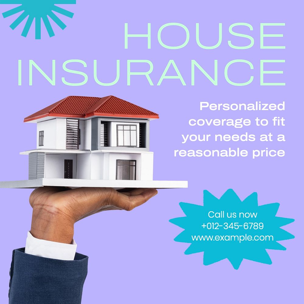 House insurance Facebook post template, editable design