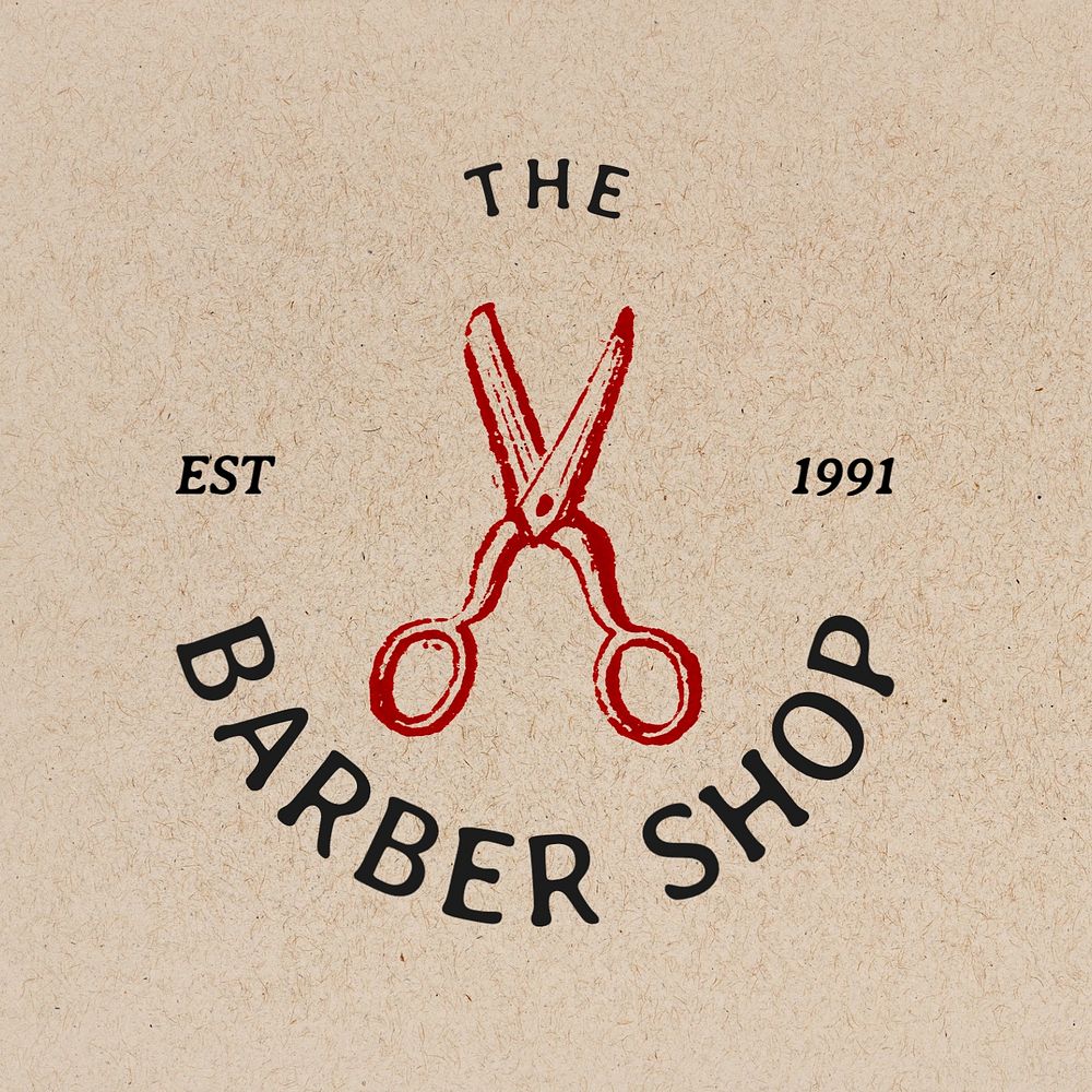 Barber shop logo template, editable design