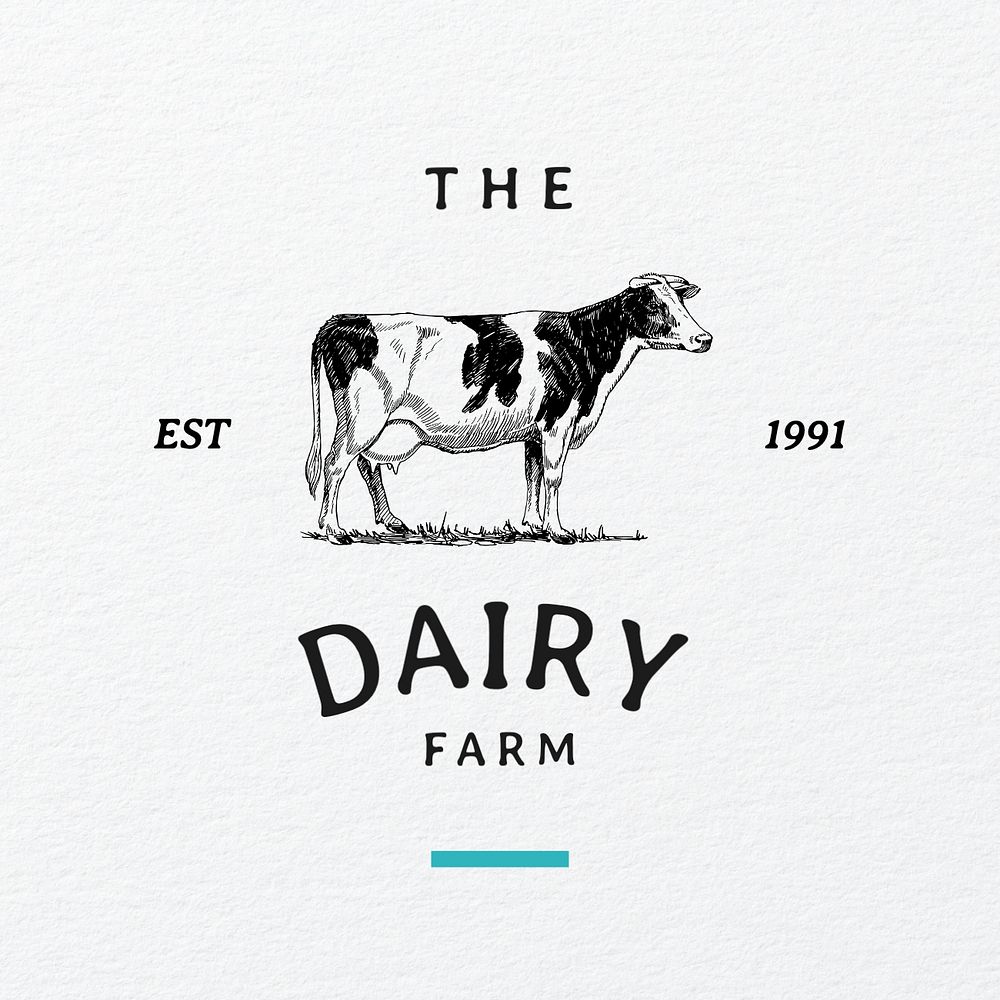 Dairy farm logo template, editable design