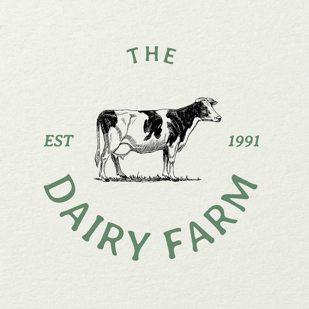 Dairy farm logo template, editable design