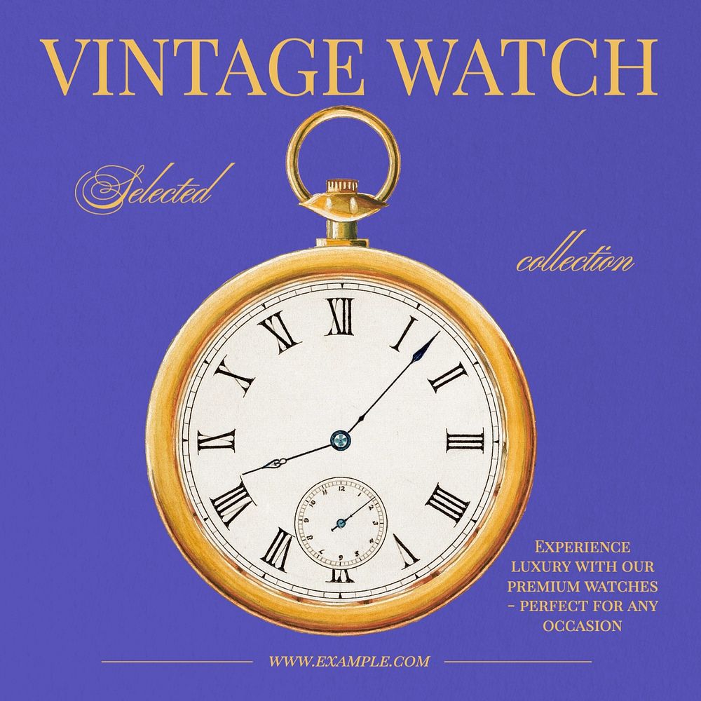 Vintage watch Facebook post template, editable design